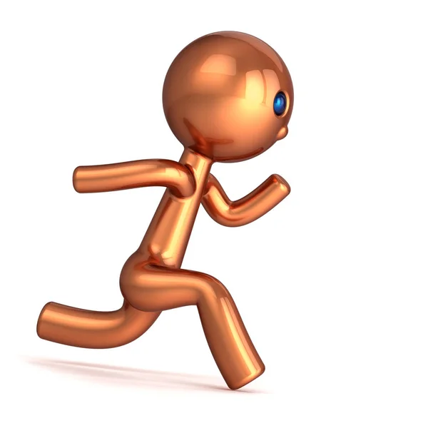 Runner Cartoon Character Man Stylized Champion Number One Golden Motion — Stock Photo, Image