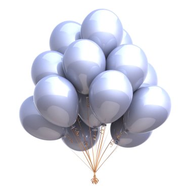 parlak parti balonu beyaz parlak grup. 3D render
