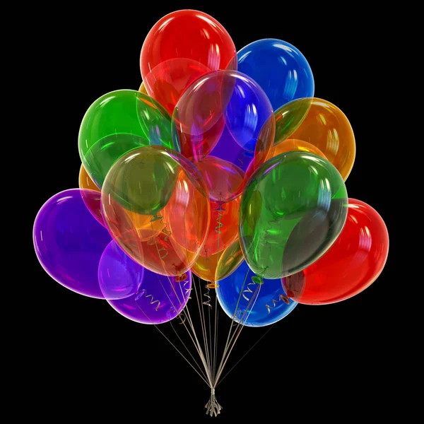 Festa Aniversário Colorido Comemorar Decoração Balões Multicoloridos Bando Renderização Isolado — Fotografia de Stock