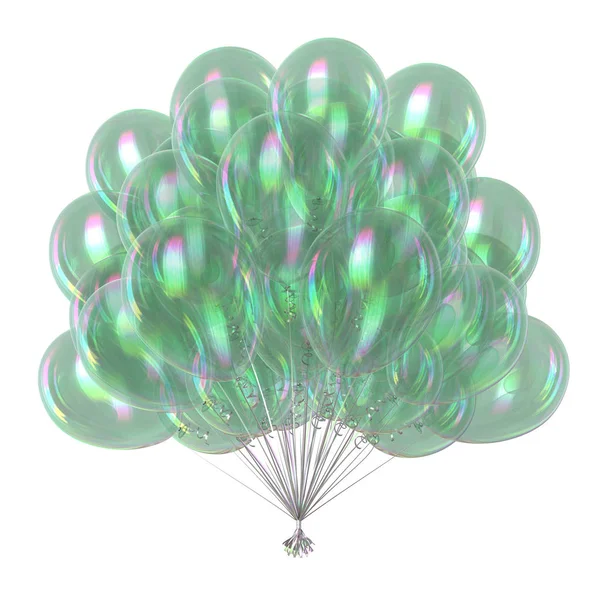 Palloncini Mazzo Compleanno Decorazione Luce Verde Traslucido Festa Anniversario Elemento — Foto Stock