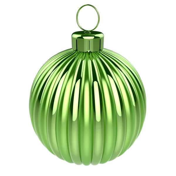 Χριστουγεννιάτικη Μπάλα Γυαλιστερό Πράσινο Μεταλλικό Της Πρωτοχρονιάς Μπιχλιμπίδι Διακόσμηση Γυαλιστερή — Φωτογραφία Αρχείου