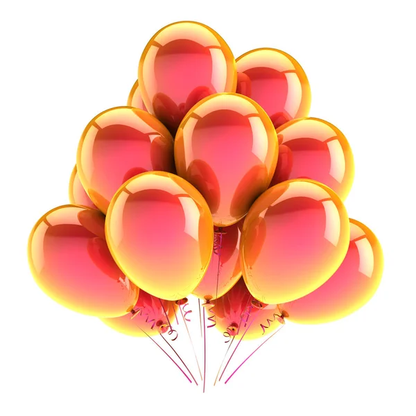 Balões Cacho Rosa Cores Amarelas Aniversário Carnaval Comemorar Decoração Brilhante — Fotografia de Stock