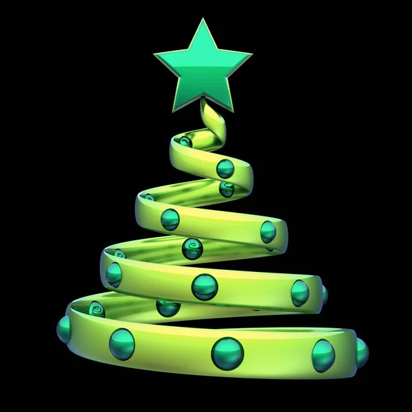 Stilizált Karácsonyfa Dekoráció Zöld Szalag New Year Eve Absztrakt Fenyő — Stock Fotó
