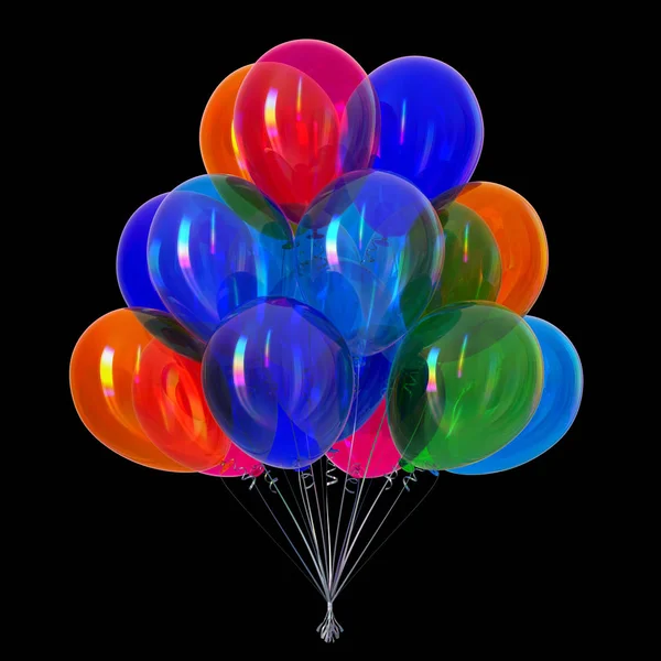Festa Colorido Balões Monte Celebrar Decoração Ícone Multicolorido Renderização Isolado — Fotografia de Stock