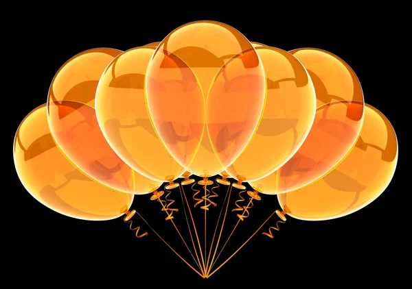 Birthday Anniversary Balloons Party Decoration Orange Translucent Helium Balloon Bunch — Stock Photo, Image