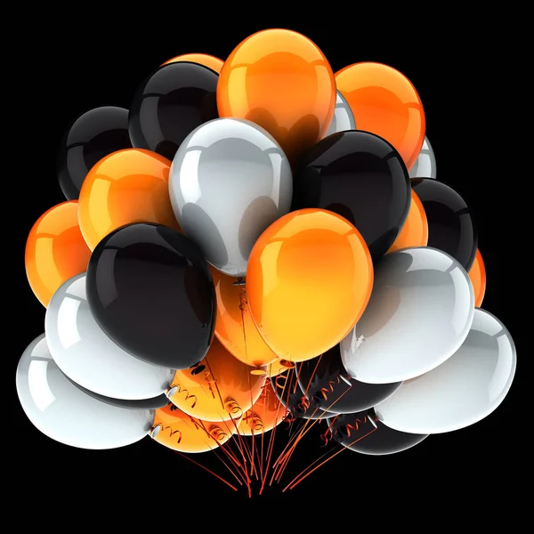 Partij Ballon Oranje Wit Zwart Kleurrijke Helium Ballonnen Bos Verjaardag — Stockfoto