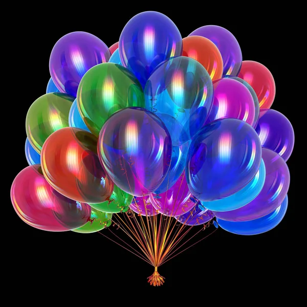 Aniversário Decoração Hélio Balão Multicolorido Festa Balões Cacho Colorido Brilhante — Fotografia de Stock