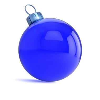 Noel top önemsiz şey mavi parlak. Mutlu yeni yıl dekorasyon süsleme klasik asılı. Geleneksel kış süs pırıl pırıl. Merry Xmas sembolü. 3D render