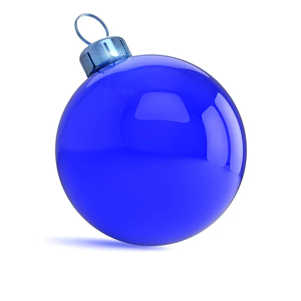 Kerst Bal Kerstbal Blauw Glanzend Gelukkig Nieuwjaar Decoratie Versiering Classic — Stockfoto