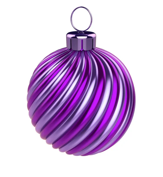Kerst Bal Purple Violet Xmas Decoratie Close Gestreept Decor New — Stockfoto