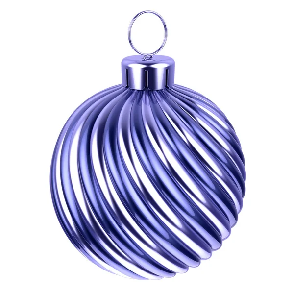 クリスマス ボールの光沢のある色のブルーのシルバー 新年の前夜安ピカ装飾光沢のある金属球装飾装飾をぶら下がっています レンダリング — ストック写真