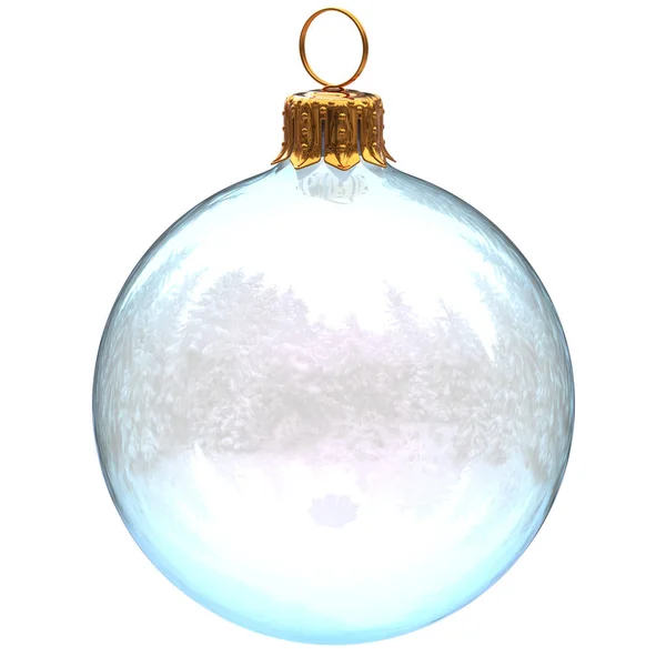 Bola Navidad Decoración Vidrio Blanco Limpio Translúcido Primer Plano Año — Foto de Stock