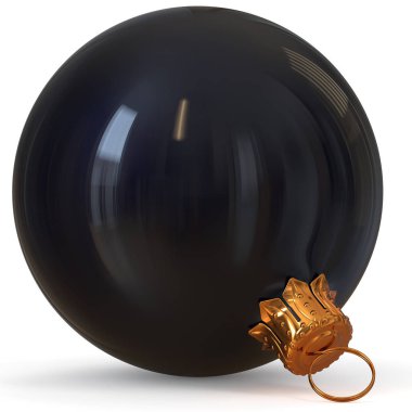 Noel top siyah dekorasyon closeup New Year's Eve önemsiz şey süsleme geleneksel mutlu neşeli Noel Kış süs asılı. 3D render