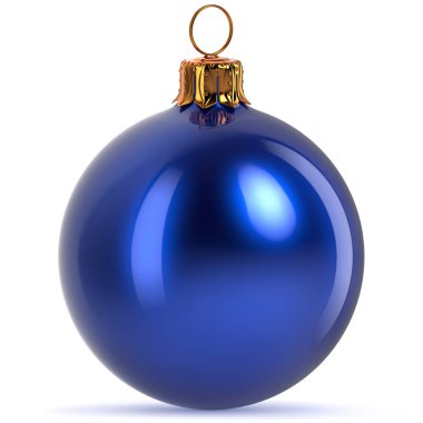 Noel top dekorasyon mavi New Year's Eve önemsiz şey süsleme geleneksel mutlu neşeli Noel Kış süs closeup cilalı asılı. 3D render
