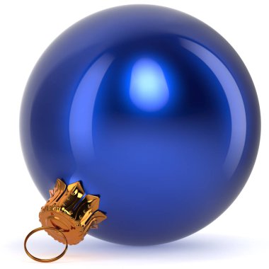 Noel top mavi dekorasyon New Year's Eve biblo süsleme geleneksel mutlu neşeli Noel Kış süs asılı closeup cilalı. 3D render