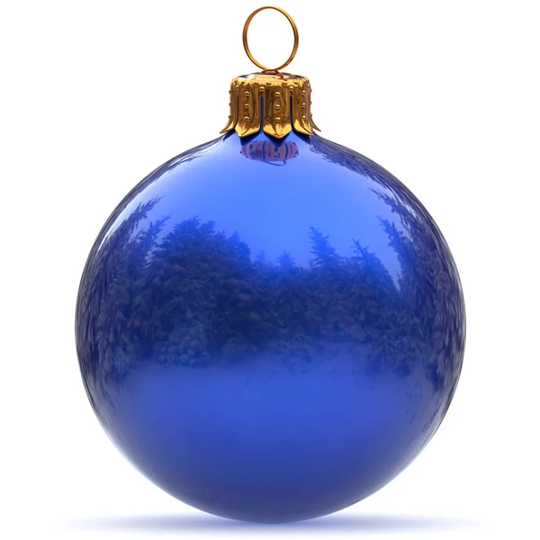 Bola Navidad Azul Decoración Adorno Bauble Pulido Primer Plano Feliz — Foto de Stock