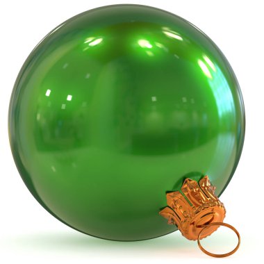 yeşil Noel top dekorasyon önemsiz şey closeup Happy New Year's Eve süsleme asılı geleneksel neşeli Noel Kış süs köpüklü cilalı. 3D render