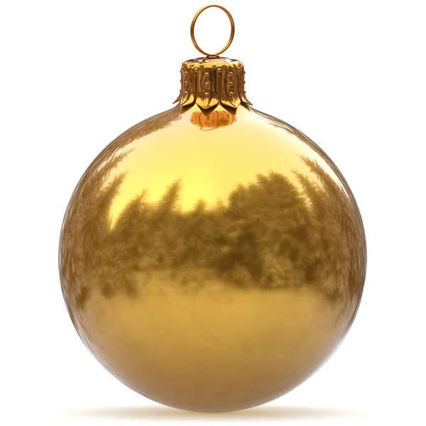 Weihnachtskugel Goldene Nahaufnahme Dekoration Polierte Christbaumkugel Gelb Frohe Silvester Hängende — Stockfoto