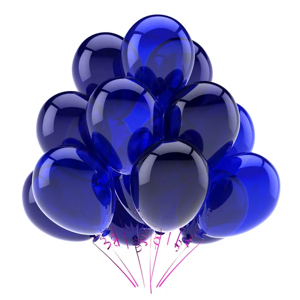Niebieskie Balony Urodziny Kilka Partii Urodziny Uroczystości Rocznicy Dekoracji Błyszczący — Zdjęcie stockowe