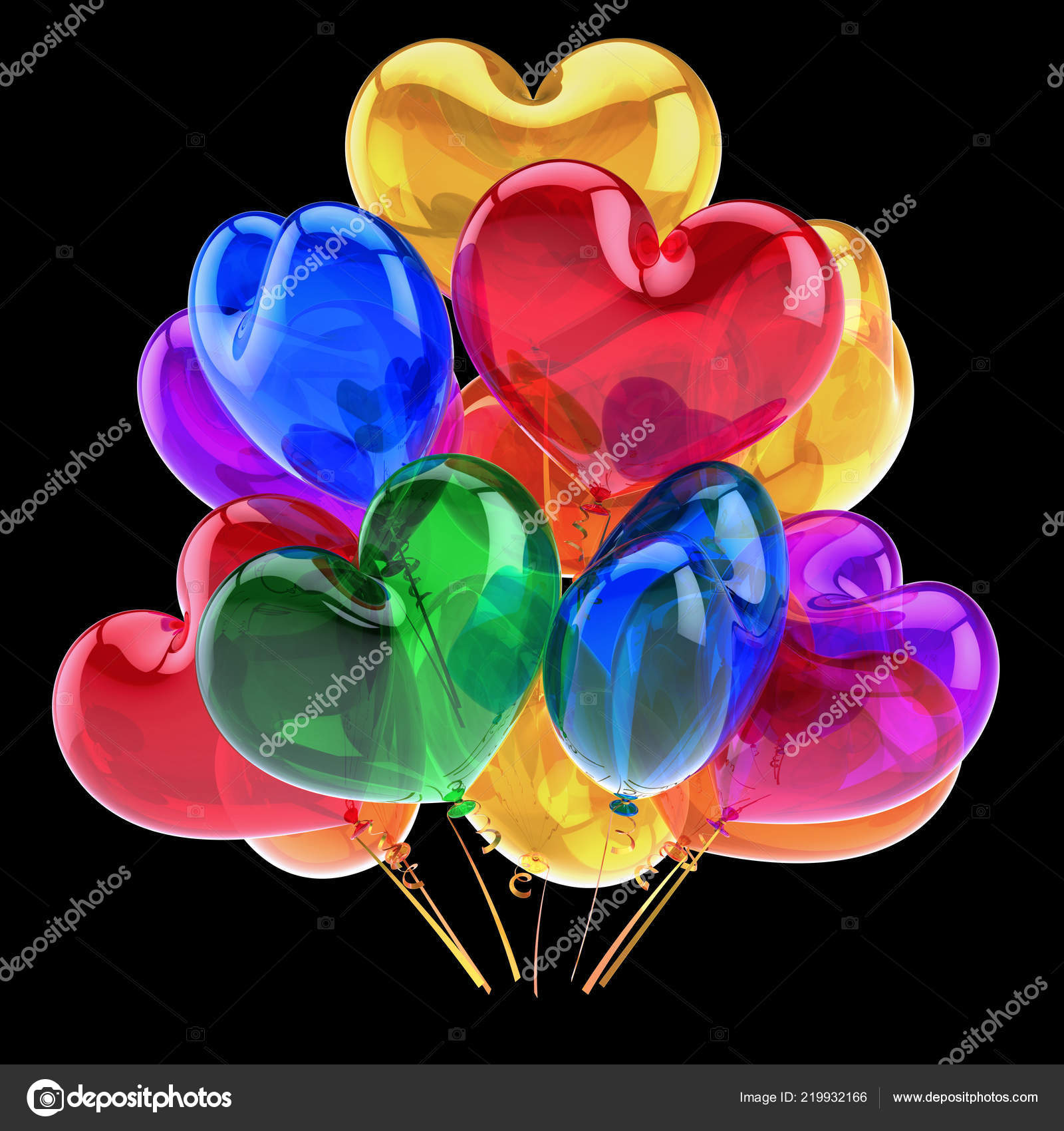 Colorful Heart Balloon Bunch Party Decoration Blue Yellow Red