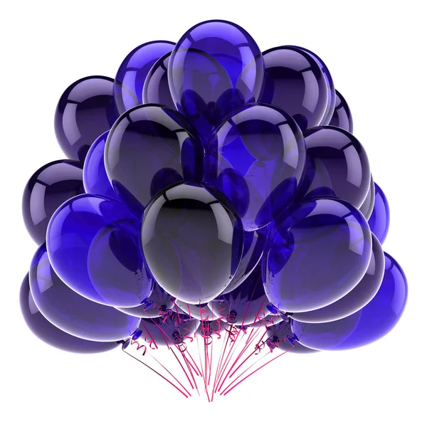 Balonlar Parti Doğum Günü Mavi Dekorasyon Modern Grup Illüstrasyon Izole — Stok fotoğraf