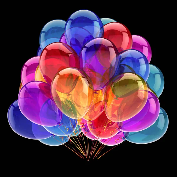 Kleurrijke Ballonnen Verjaardag Carnaval Feestdecoratie Veelkleurige Helium Ballon Bos Glanzend — Stockfoto