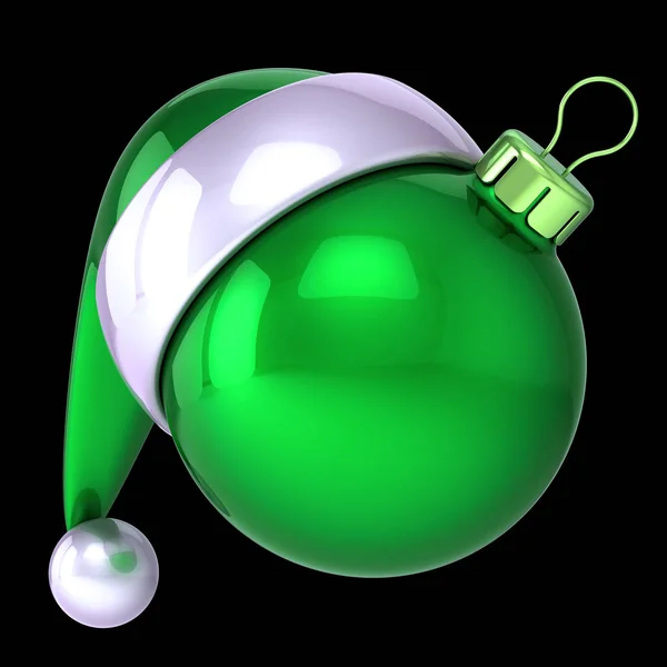 Christmas Ball Green Santa Claus Hat Decoration Ornament Funny Blank — Stock Photo, Image