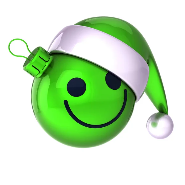 Bola Navidad Navidad Sonriente Cara Emoticono Día Año Nuevo Bauble — Foto de Stock