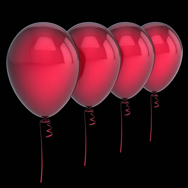 Balony Czerwone Strona Cztery Puste Rzędu Ułożone Rocznica Urodziny Dekoracja — Zdjęcie stockowe