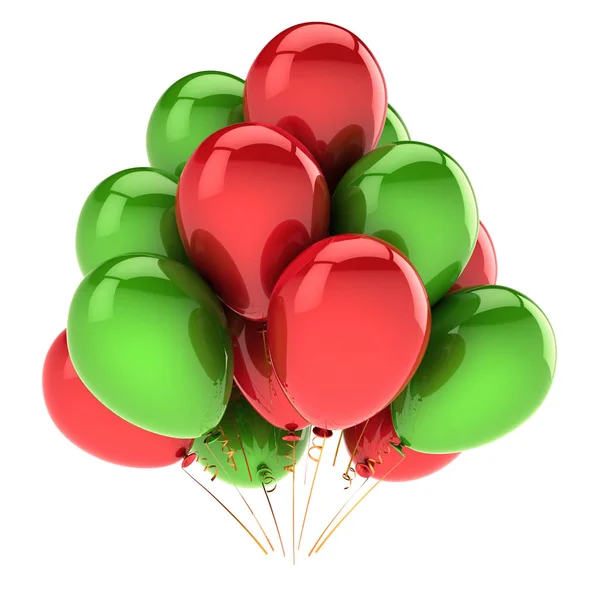 Red Green Helium Balloon Bunch Birthday Party Holiday Decoration Colorful — Stock Photo, Image