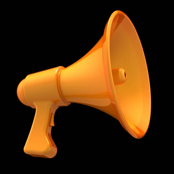 Мегафон Желтый Новостной Блог Громкоговоритель Bullhorn Стильный Оранжевый Усилитель Сообщений — стоковое фото