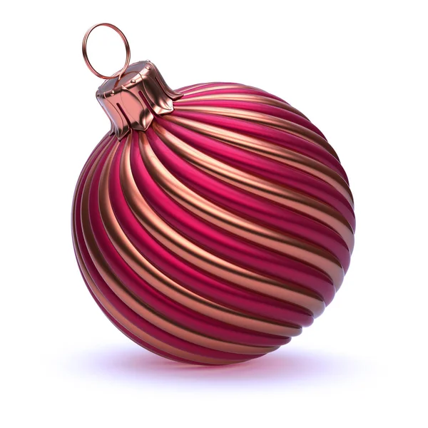 Decoração Bola Natal Closeup Dourado Vermelho Moderno Elegante Feliz Ano — Fotografia de Stock