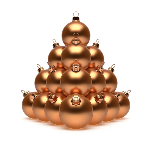 Luxuoso Bolas Natal Pirâmide Brilhante Amarelo Dourado Metálico Véspera Ano — Fotografia de Stock