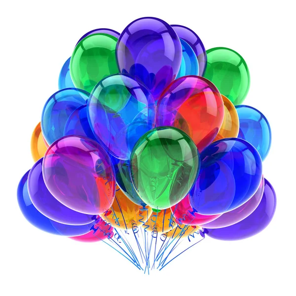 Party Balloons Colorful Birthday Decoration Multicolored Helium Balloon Bunch Glossy — Stock Photo, Image