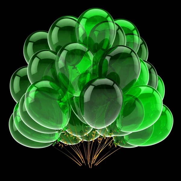 Vert Fête Ballons Tas Translucide Classique Décoration Anniversaire Moderne Brillant Images De Stock Libres De Droits