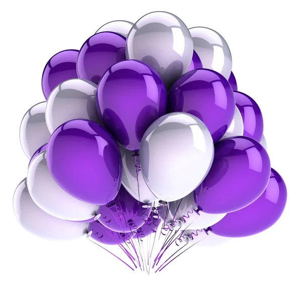 Anniversaire Ballons Bouquet Violet Blanc Bleu Décoration Fête Belle Symbole — Photo