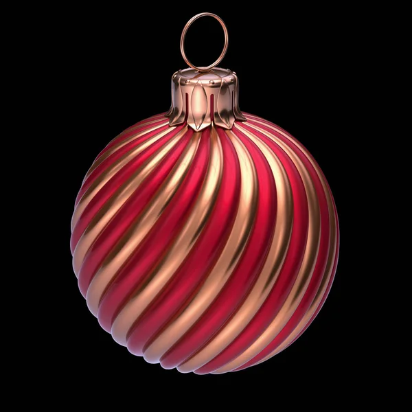 New Year Eve Christmas Ball Decoration Closeup Red Golden Ornate — Stock Photo, Image