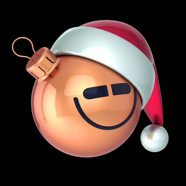 Papai Noel Chapéu Cabeça Rosto Sorrindo Bola Natal Emoticon Decoração — Fotografia de Stock