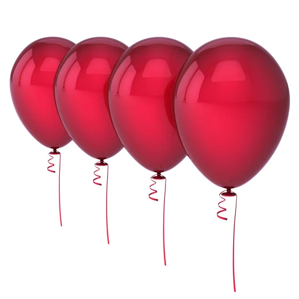 Balony Helowe Czerwony Cztery Pusty Wiersz Ułożone Rocznica Urodziny Ozdoba — Zdjęcie stockowe