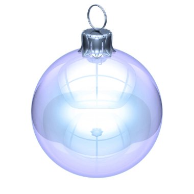 Noel Noel top beyaz dekorasyon cam yarı saydam. Mutlu yeni yıl önemsiz şey parlak küre dekor süsleme geleneksel sembolü asılı. 3D çizim