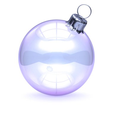 Noel top beyaz cam yarı saydam balon dekorasyonu. Mutlu yeni yıl önemsiz şey parlak küre dekor süsleme geleneksel sembolü asılı. 3D render