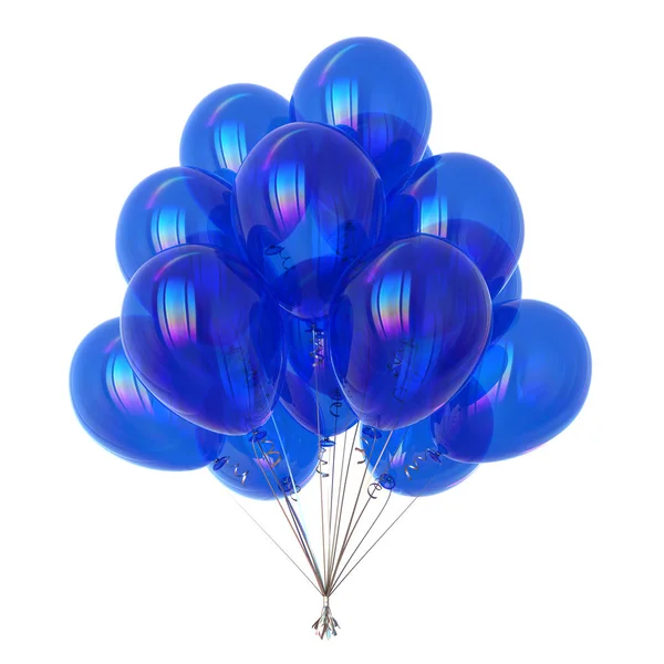 Blue Balloons Bunch Party Birthday Celebrate Decoration Glossy Illustration Isolated — Stock Photo, Image