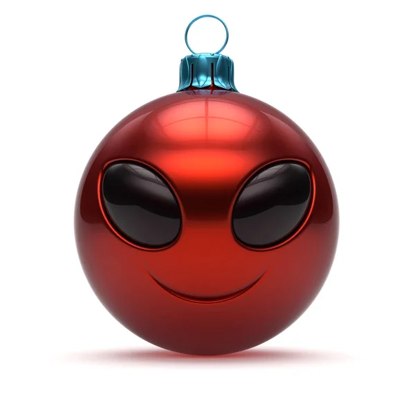 Vánoční Koule Úsměvem Avatar Dekorace Červená Cizinec Monstrum Kreslený Legrační — Stock fotografie