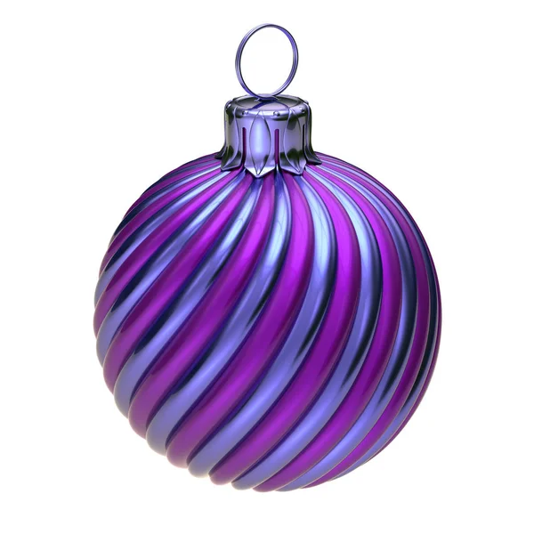 Purple Blue Christmas Ball Decoration Striped Vintage New Year Eve — Stock Photo, Image
