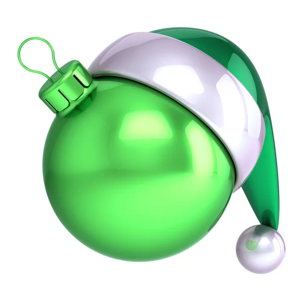 Santa Claus Čepice Zelená Vánoční Koule Dekorace Ornament Legrační Prázdné — Stock fotografie