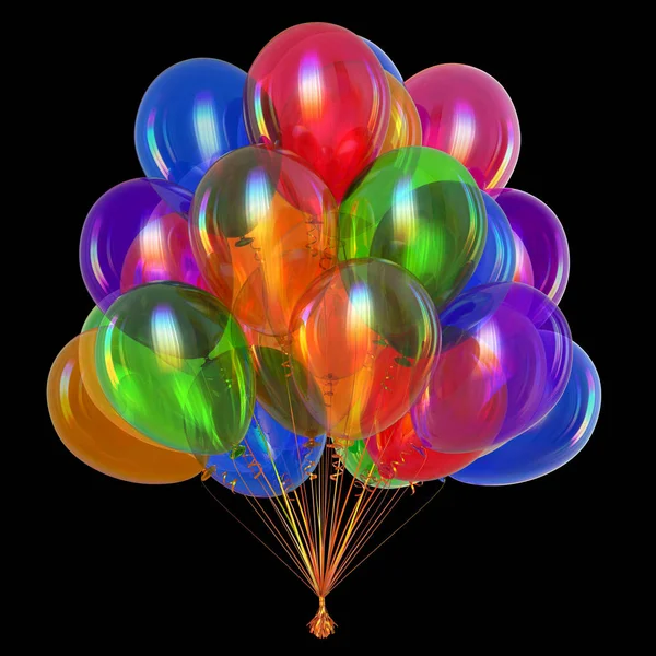 Party Ballonok Színes Születésnapi Farsangi Dekoráció Tarka Csomó Boldog Évet — Stock Fotó