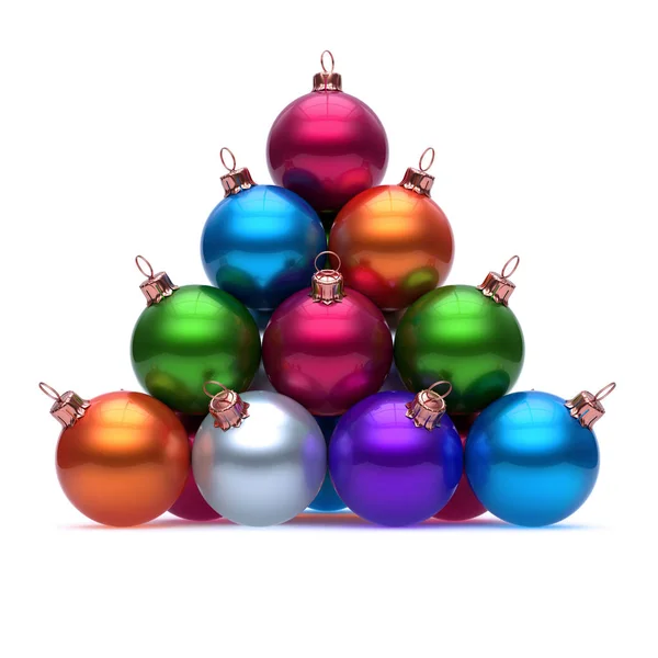 Pyramid Christmas Balls Colorful Red Blue Orange Silver Purple Green — Stock Photo, Image