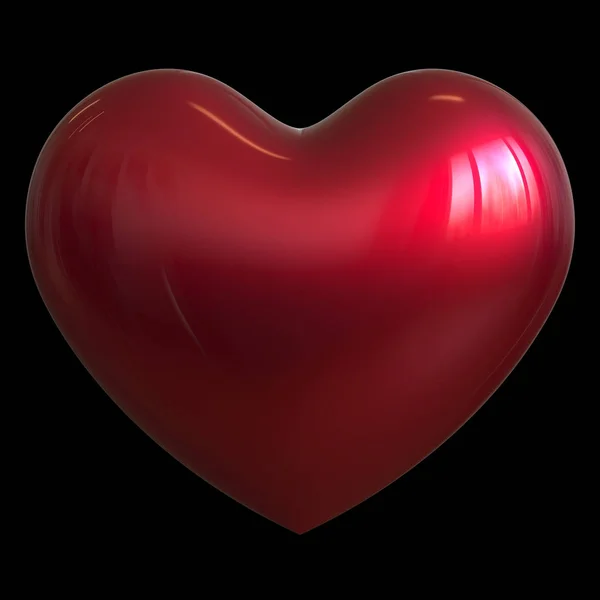 Forma do coração Símbolo de amor clássico vermelho isolado no preto — Fotografia de Stock