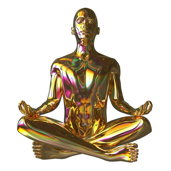 Altın adam lotus poz stilize rakam parlak parlak