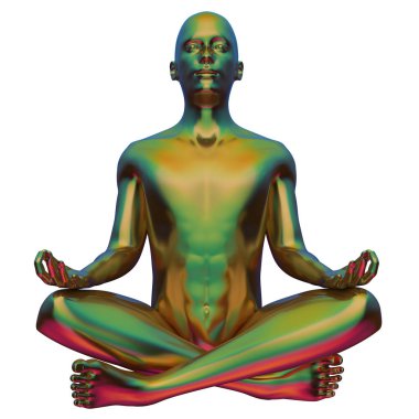 Yogacı Lotus stil sahibi yeşil sarı renkli metalik figür.